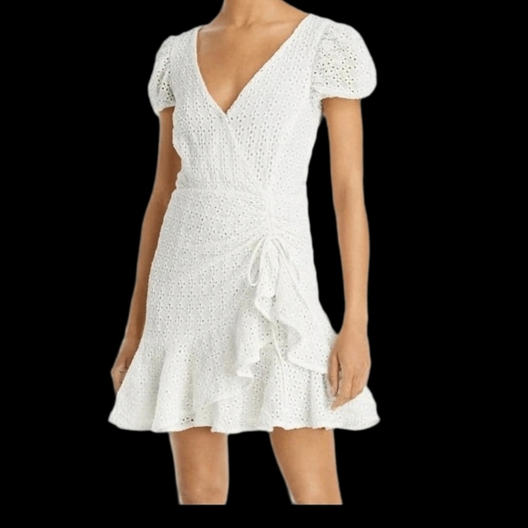 Bardot Dresses & Skirts - Bardot White Mini Dress with Ruffle Hem